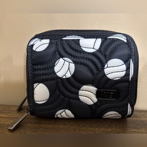 Lug Splits Compact RFID Wallet. Black Large Dot. NWOT